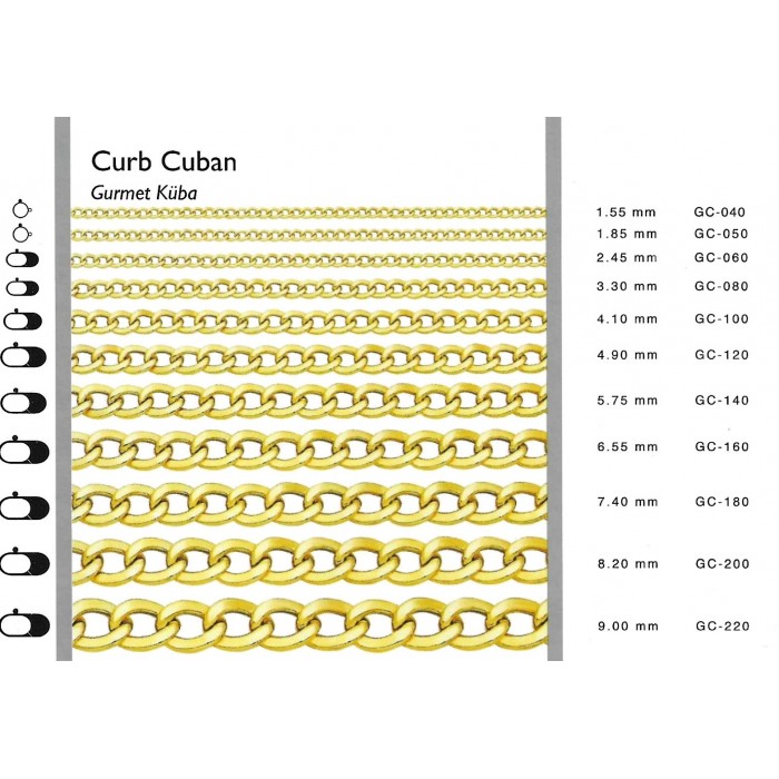 Curb Cuban 7,4 mm 45 cm 15,55 gr 14 K 585